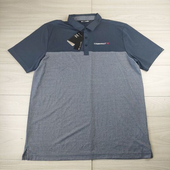 Travis Mathew Polo Shirt‎ Mens XL Gray Short Sleeve Golf Logo Two Tone NWT - Picture 1 of 10